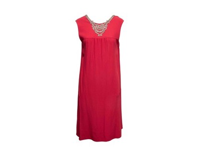 Red Prada Rhinestone-Embellished Sleeveless Dress Size IT 42