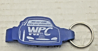 Vintage keychain WPC bottle opener plastic blue