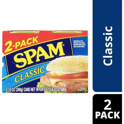 SPAM Classic Canned Meats, 12 oz Aluminum Can (2 Pack)