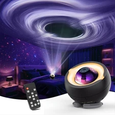 Galaxy Projector with Dynamic Black Hole, Star Projector with Dual-Color Movi...