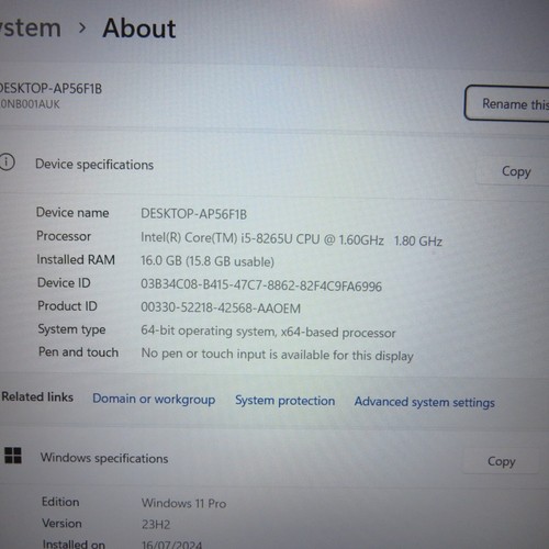 Lenovo Thinkpad E590 15.6" i5-8265U 16GB DDR4 RAM 256GB M.2 Windows 11 Pro - Picture 12 of 16