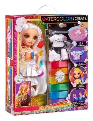 MGA Entertainment Rainbow High Watercolor & Create Theme Dolls- brown eyes
