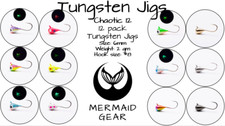 TUNGSTEN 12 Pack UV Glow 6mm Ice Fishing Jigs Lure 2g #8 Hook Crappie Pike Trout