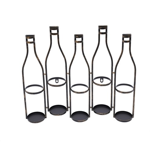 Portabottiglie vino da parete 23,2" 5 bottiglie in metallo - decorazione parete arte - Foto 7 di 21