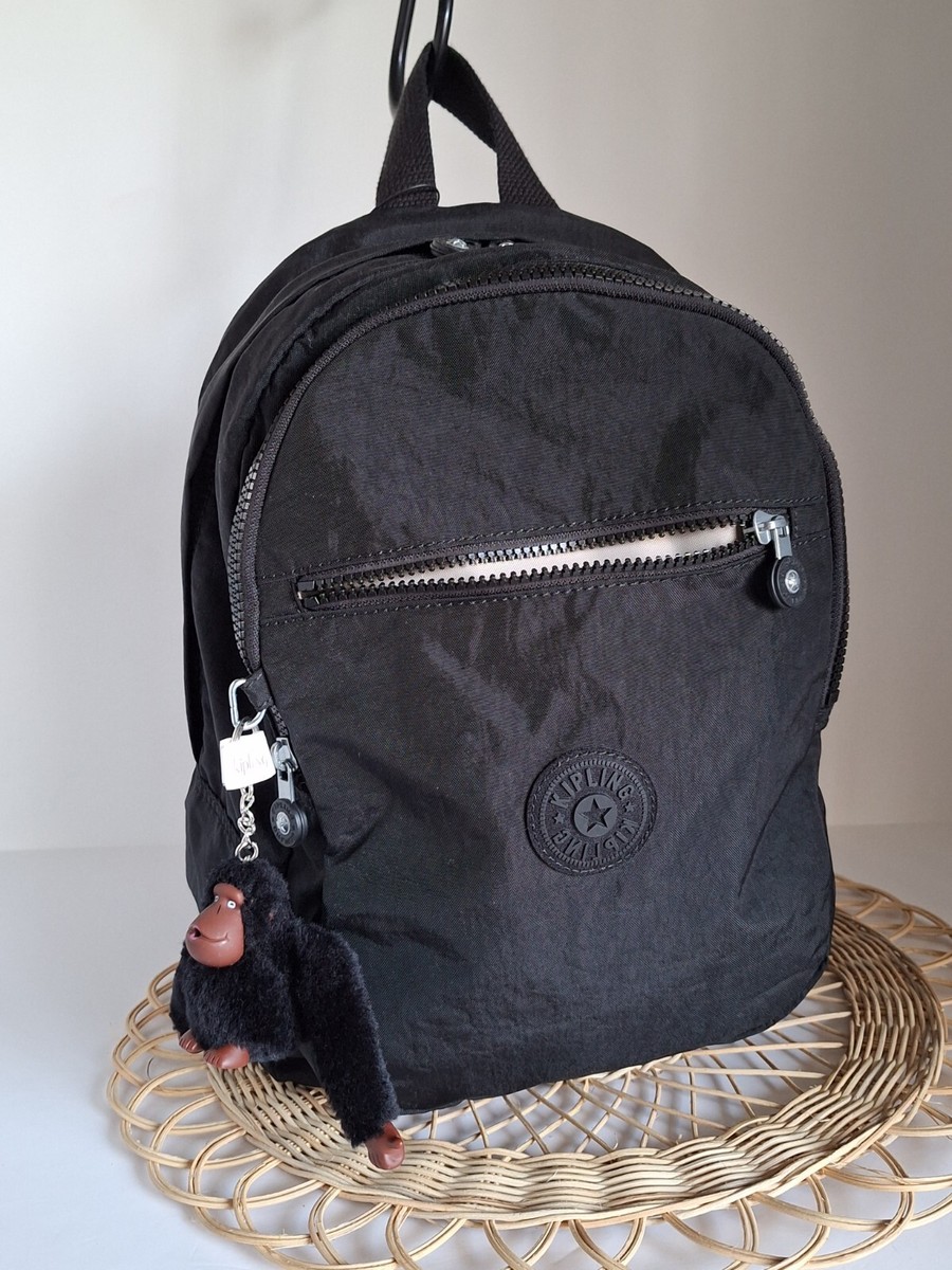 KIPLING Nylon Challenger School Backpack Black Tonal‎ Adjustable Straps 14X10X8\