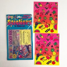 VTG 1990s LISA FRANK STICKER SHEET S120 W/ ORIGINAL BACKING 2 SHEETS FLAMINGO