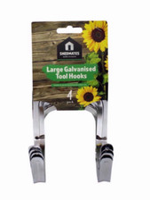4 Pack Large Galvanised Tool Hooks - Garden Shed Garage Hangers.