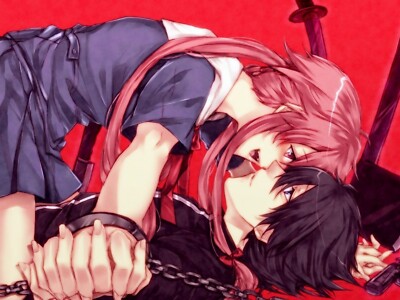 Anime boy girl handcuffs chains passion Playmat Gaming Mat