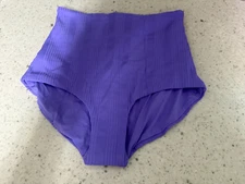 NEW purple ribbed  L SPACE lined swimsuit bikini bottom size small
