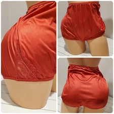 Vanity Fair Lace Nouveau Shiny Granny Panty Full Cut 12/5XL RED Candy Apple