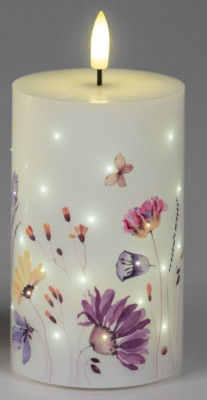 Formano LED-Kerze 12 x 7 cm weiße Wachskerze mit Fiberglas-Elementen 585790