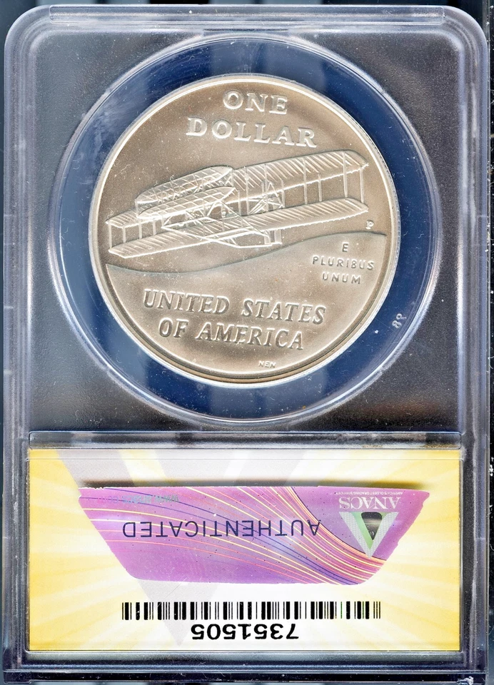 2003-P Silver First Flight Dollar MS 69 ANACS # 7351505 + Bonus - Image 2 of 2