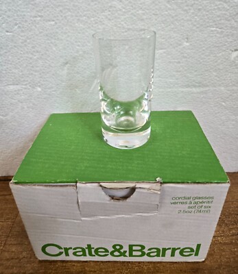 6 CRATE & BARREL RONA SLOVAKIA 2.5 Oz Crystal Cordial Glasses NEW