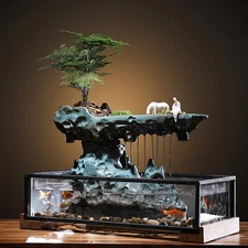 Desktop Fountain Tabletop Water Fountains with Fish Tank Bedroom Decoration NEW