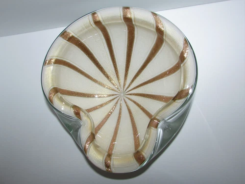 Large 8.5" Murano Alfredo Barbini Circus Tent Art Glass Bowl/Ashtray 1085