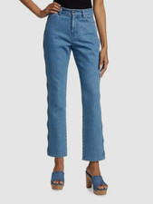  396 Derek Lam 10 Crosby Womens Blue Paloma Wavy Straight Jeans Pants Size 25