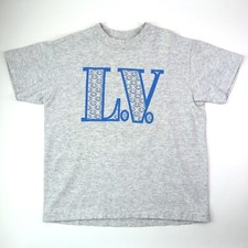 Vtg Kids Youth LV Las Vegas Gray T-Shirt Size M 10-12 Single Stitch Made in USA