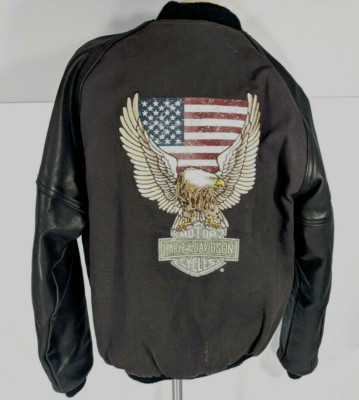 HARLEY DAVIDSON JACKET ALL AMERICAN LEATHER AND CANVAS SIZE SMALL SEE PICS