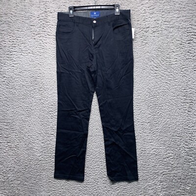 Ryan Seacrest Pants Mens Chino Textured Black Solid 32 30 Straight
