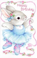 Cute BIRTHDAY Card FOR YOUNG GIRL, Bunny Ballerina Dance by Dynamic Greetings +