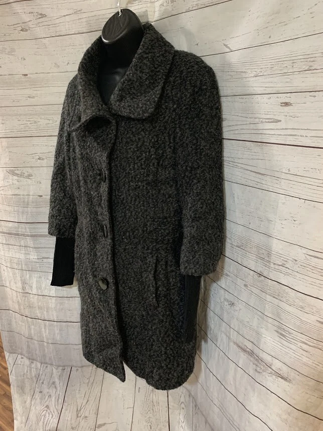 Abrigo para mujer Mossimo con botones delanteros de un pecho negro/gris talla M Foto 3 de 4