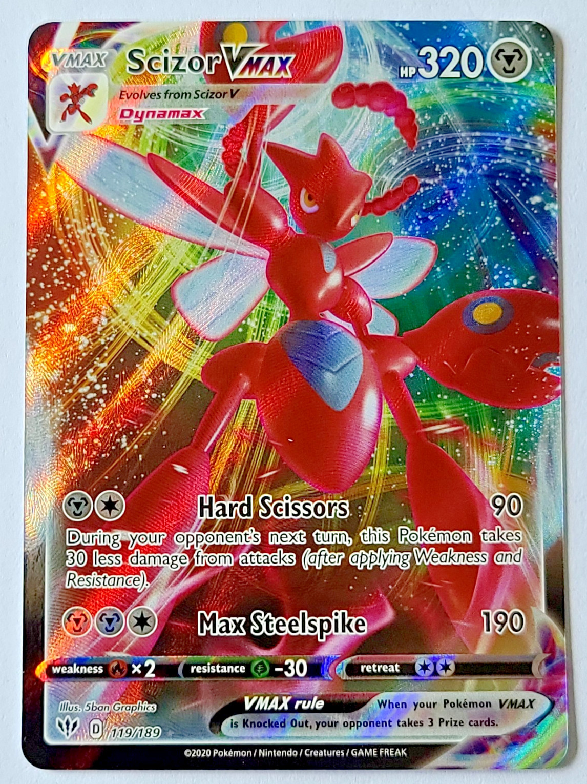 Pokemon TCG: Scizor VMax Darkness Ablaze #119/189 Full Art MINT