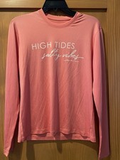 Salt Life Women s Salmon High Tides Salty Vibes SLX Drifit Shirt L/S NWT S
