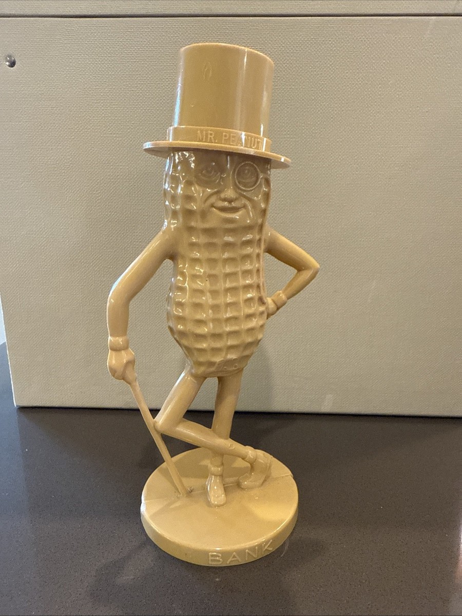Vintage 1970s Planters Mr. Peanut Bank 9-inch Tan Advertising Item