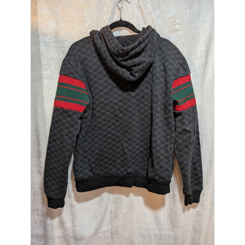 HUDSON 外套男式 M 灰色蜜蜂刺绣连帽衫街头服饰标志红色绿色 — 第 3/4 张图片