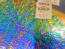 Dichroic Glass:CBS 96 COE Pixie Stix on Figure "C" Textured Thin Black - 3"Sq