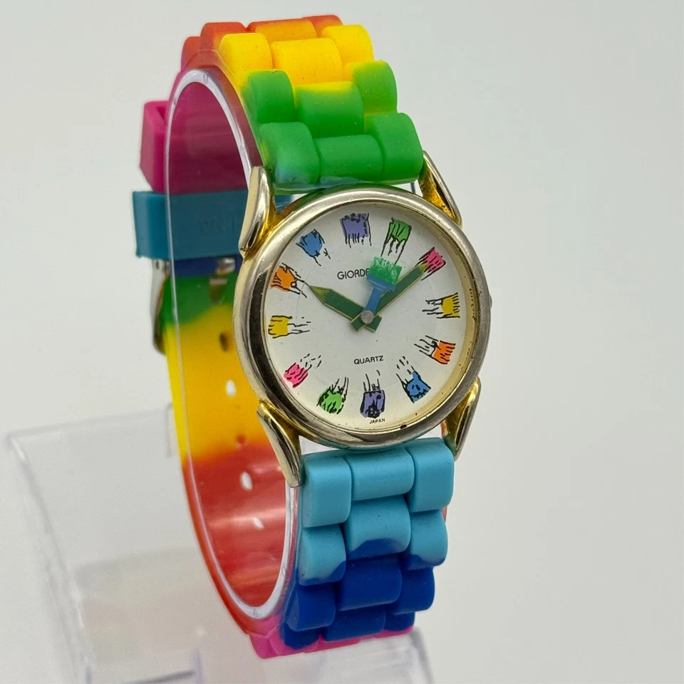 Reloj Artístico Mujer GIORDANO Arco Iris Pincel Colores, Tono Dorado 31mm, Silicona Foto 2 de 4
