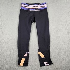 Lululemon Leggings Womens 4 Black Cropped Athleisure Running Yoga Gym Workout
