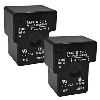 Relay T9AS1D12-12 (Set of 2), 12VDC 30A SPST-NO PCB Power Relay - Versatile 