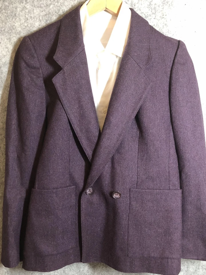 Blazer vintage Evan-Picone para mujer medio púrpura mezcla de lana chaqueta 2 botones años 90 Foto 3 de 4