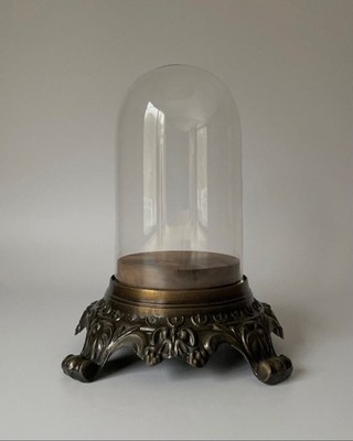 Display Dome Cloche Glass Wood Metal