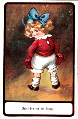 AK girl with cigarette ''Jatzt bin ich ein Junge'' - publisher: A.R. & Co i. B. 1434
