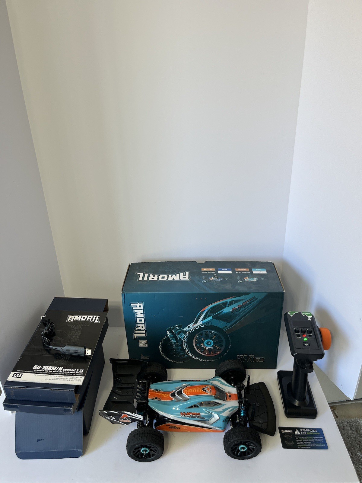 AMORIL 1:14  RC Car, Top Speed 70+KMH, Cyan Color Good Shape