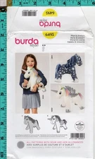 Horse & Unicorn Stuffies Burda style Sewing Craft Pattern 6495 One Size NEW UNCU