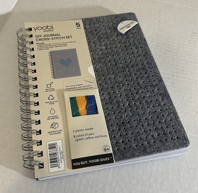 NEW Diy Yoobi Evolve Journal 7''x9'' Cross Stitch Set Heather Gray Felt