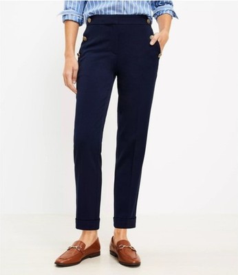 NWT LOFT The Devin Slim Sailor Pants Cropped Cuffed Navy Blue Trousers Womens 4