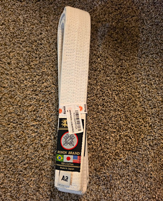 Ronin Brand White Jiu-Jitsu Martial Arts Belt A2 100% Cotton Made in Japan