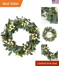 Elegant 20" Eucalyptus Wreath for Door, Window & Wall Decor - -Round Style