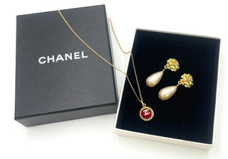 Collana originale Chanel Coco 3682/orecchino perle camelia 95P con scatola BA010085