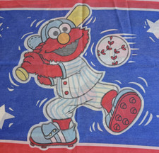 Vtg Sesame Street Elmo Sports Reversible Pillowcase Soccer Baseball Henson 90s