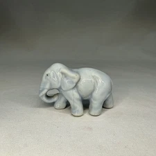 Vintage Blue Porcelain Miniature Elephant Walking Baby Elephant