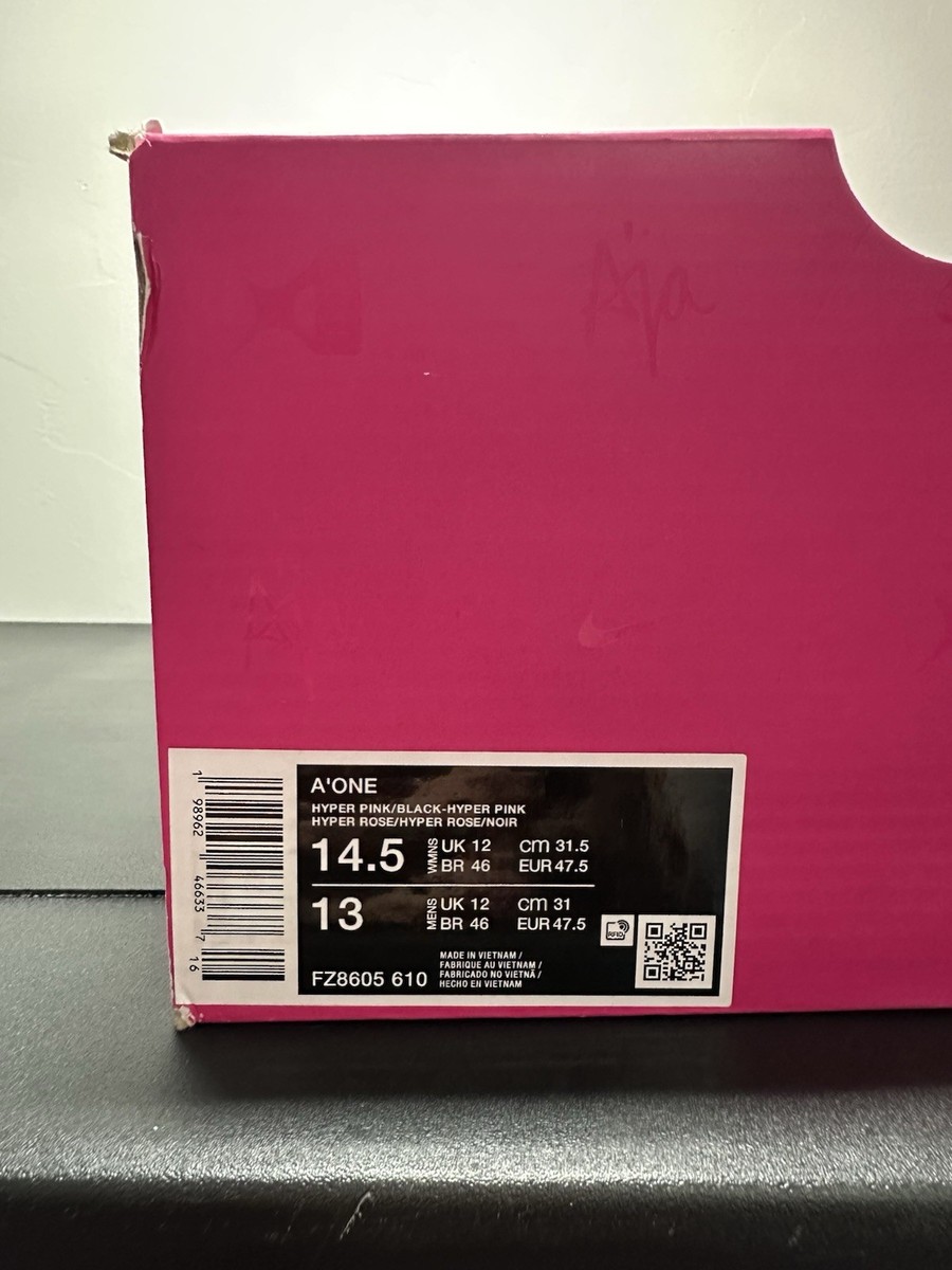 Nike A'One Warning Label Pink Basketball FZ8605-610 Size Women