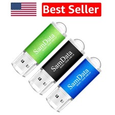 3-Pack 32GB USB Flash Drives - High-Speed Thumb Drives in Black, Blue & Green