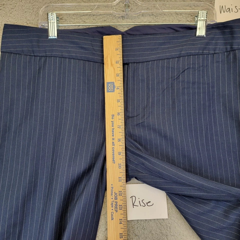 Merona Chino Pants Womens 14 Navy Blue Pinstripe Wide Leg Business Career Preppy - Image 4 of 4