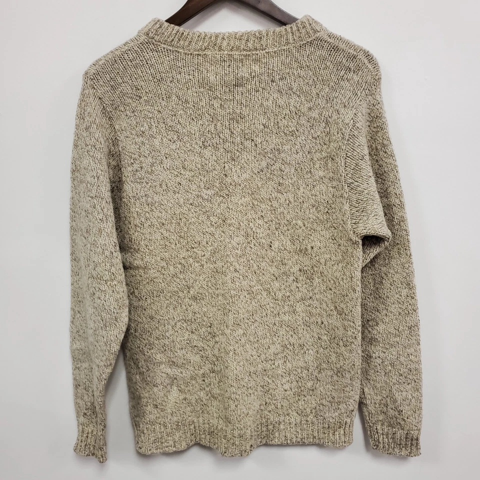 Suéter Pulôver de Lã Vintage LL Bean Feminino Gola Redonda Tamanho M Bege Inverno Aconchegante - Imagem 3 de 4