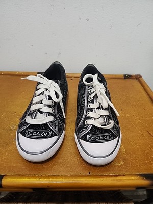 Coach Shoes Womens Barrett Logo Casual Lace Up Sneakers Fabric Cap